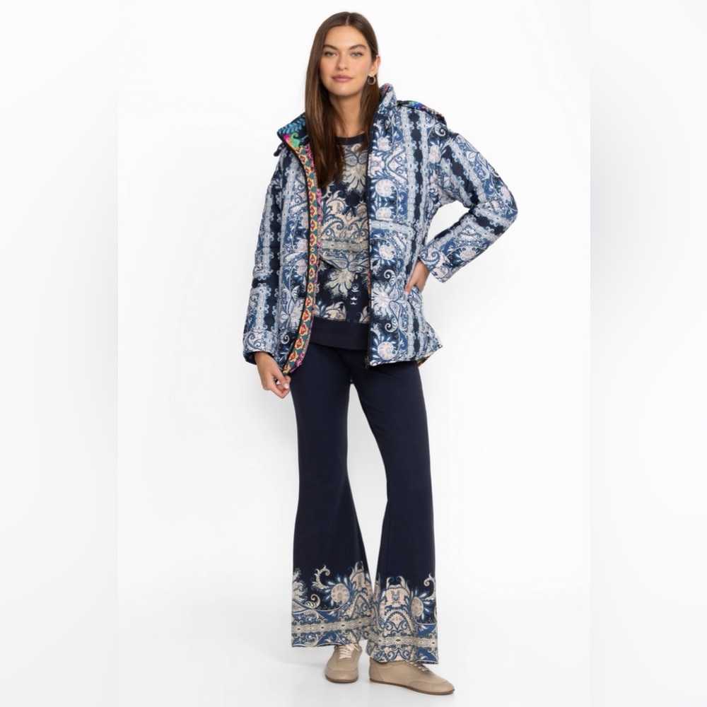 Johnny Was • Mauri Reversible Quilted Puffer Jacket Darnahta Scarf Print S NWT - Picture 3 of 16